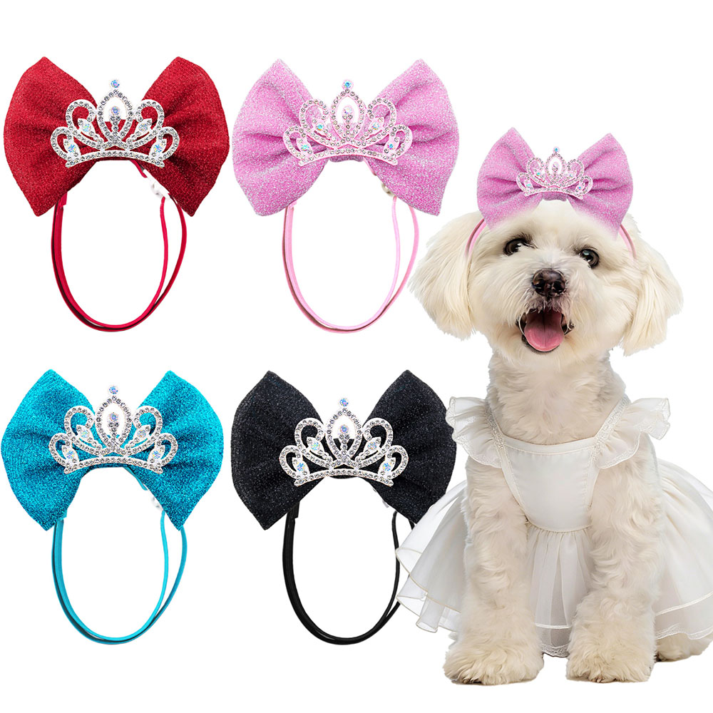 Luxury Lifestyle Photography - 1PC Diamanten Hond Haarelastiekjes Elastiekjes Kroonvorm
