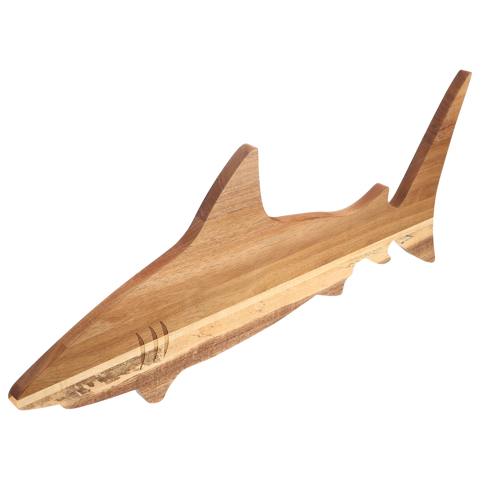 Wooden Serving Tray - Haaienvormig hapjesbord van acaciahout, snijplank, houten