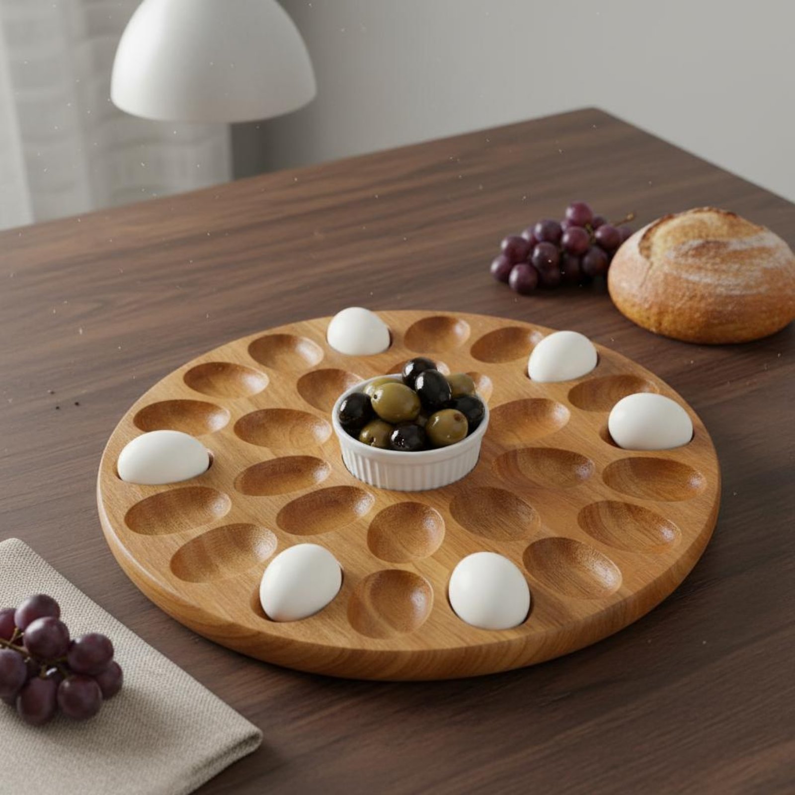 Wooden Serving Tray - Reversibele houten ovale dienblad van natuurlijk
