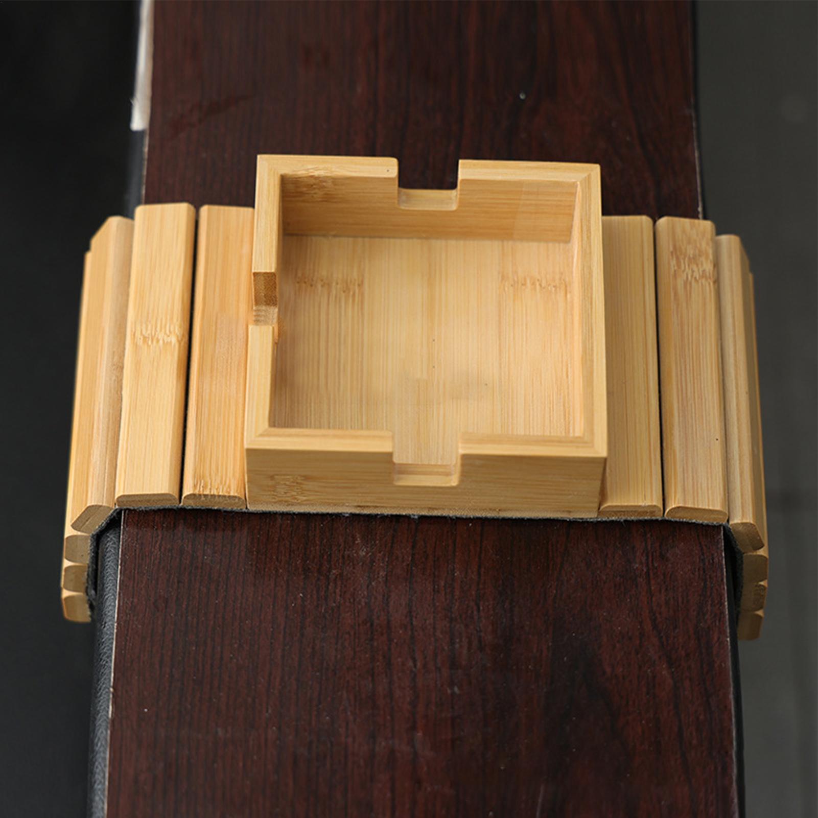Wooden Serving Tray - Opvouwbare houten bekerhouder voor bank, armleuningbakje,