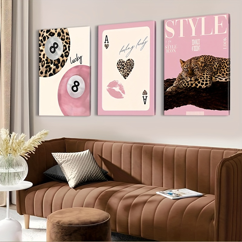 Luxury Lifestyle Photography - 3 stuks luipaard- en cheetah-canvas wanddecoratie,