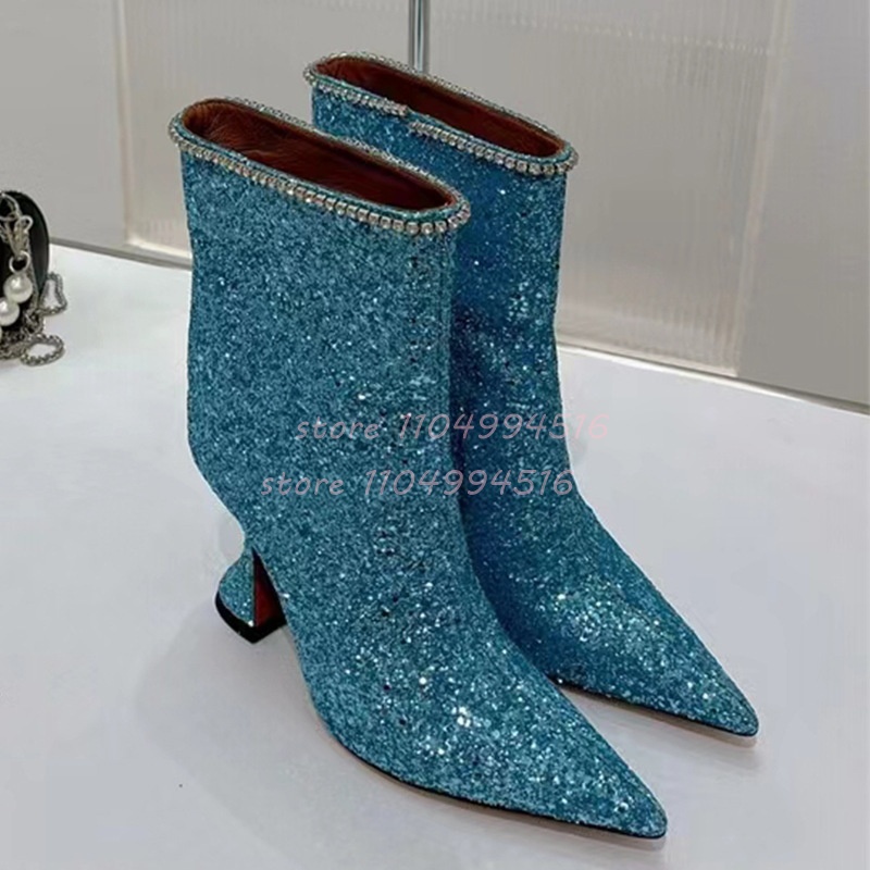 Crystal Wine Glass - Blauw Glitter Kristal Wijnglas Hak Enkellaarsjes