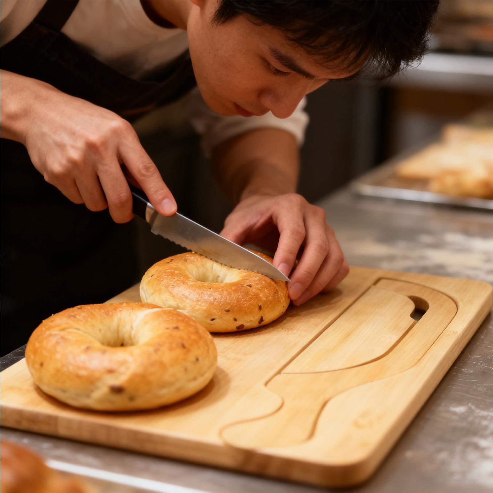 Wooden Serving Tray - Broodsnijder voor zuurdesem Boogvormige roestvrijstalen snijder