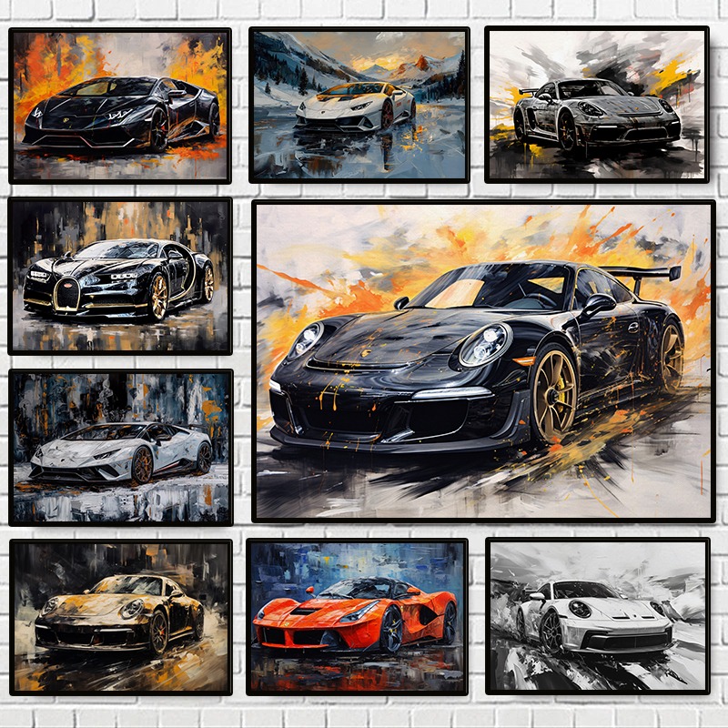 Luxury Lifestyle Photography - Moderne abstracte luxe auto's poster kleurrijke