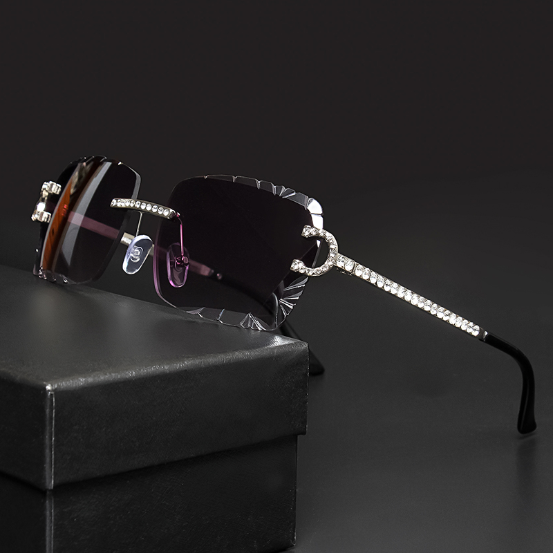 Luxury Zone - Mode randloze vierkante zonnebril Vintage Diamond
