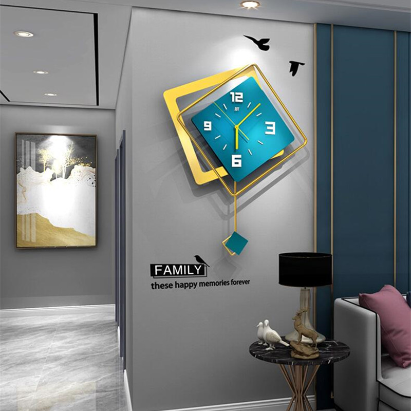 Luxury Lifestyle Living - 3D Scandinavische vierkante schommelwandklok Woonkamer Minimalistische