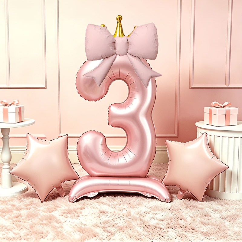 Luxury Lifestyle Photography - Lichtroze luxe 3D-ballonnen 0-9, met basis
