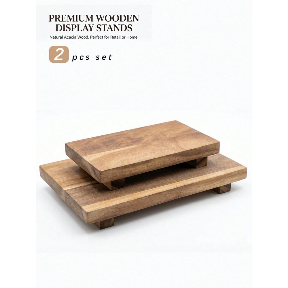 Wooden Serving Tray - Set van twee houten serveerplanken met