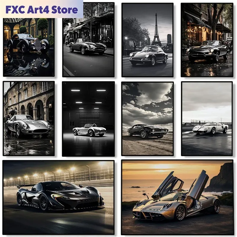Luxury Lifestyle Photography - Frameloze moderne beroemde merkauto's poster luxe