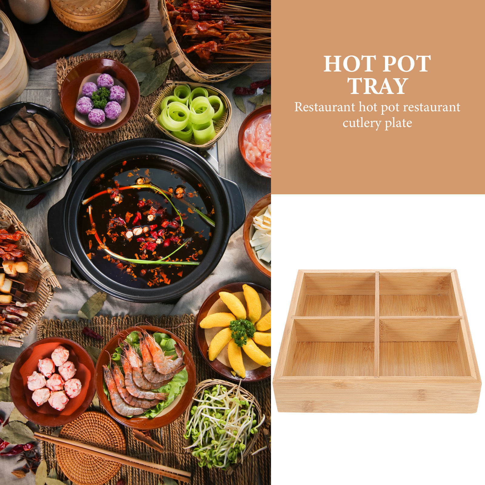 Bamboe serveerschaal met 6 com - Wooden Serving Tray recensie en prijs